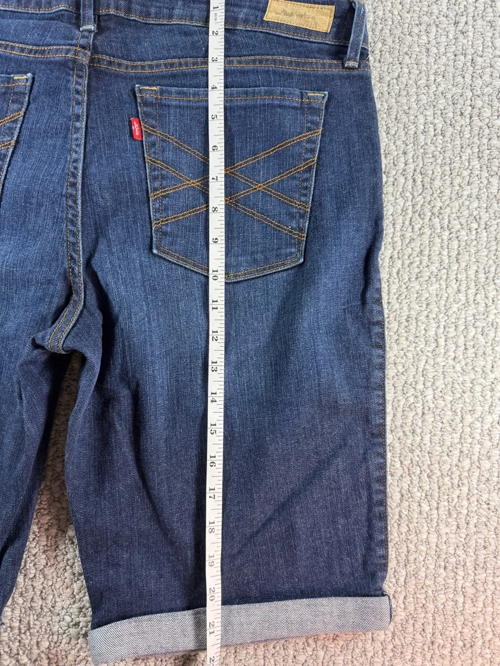 Levi's 545 Women's Denim Blue Jean Cuffed Bermuda Shorts Dark Wash Sz 14